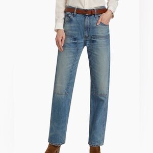 Nili Lotan welder Jean Summer Wash Blue Flare Size 24 high rise Long Nwd